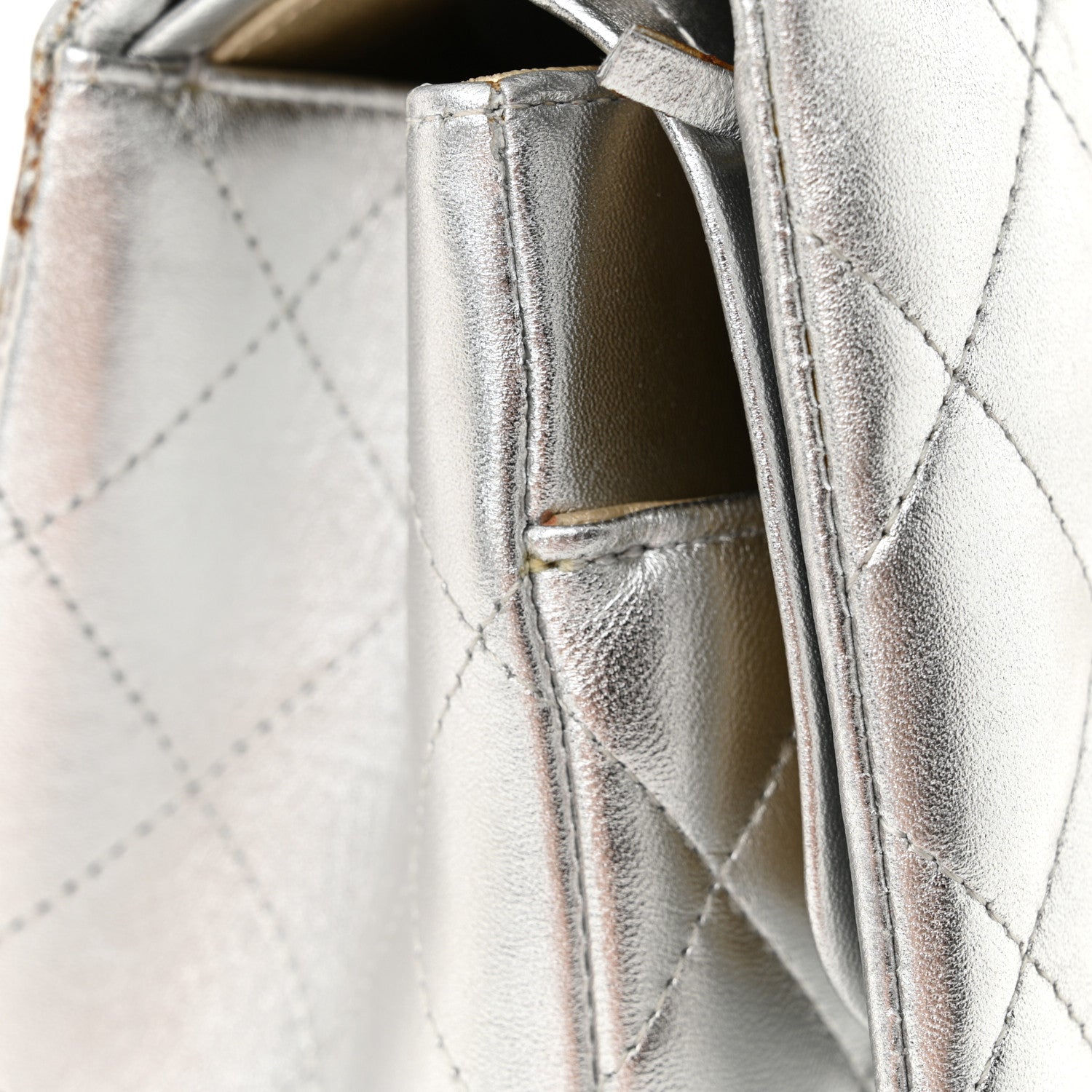 Chanel Metallic Lambskin Quilted Jumbo Double Flap Silver 14 of 15