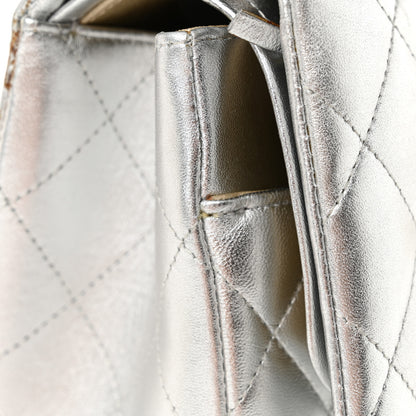 Chanel Metallic Lambskin Quilted Jumbo Double Flap Silver 14 of 15
