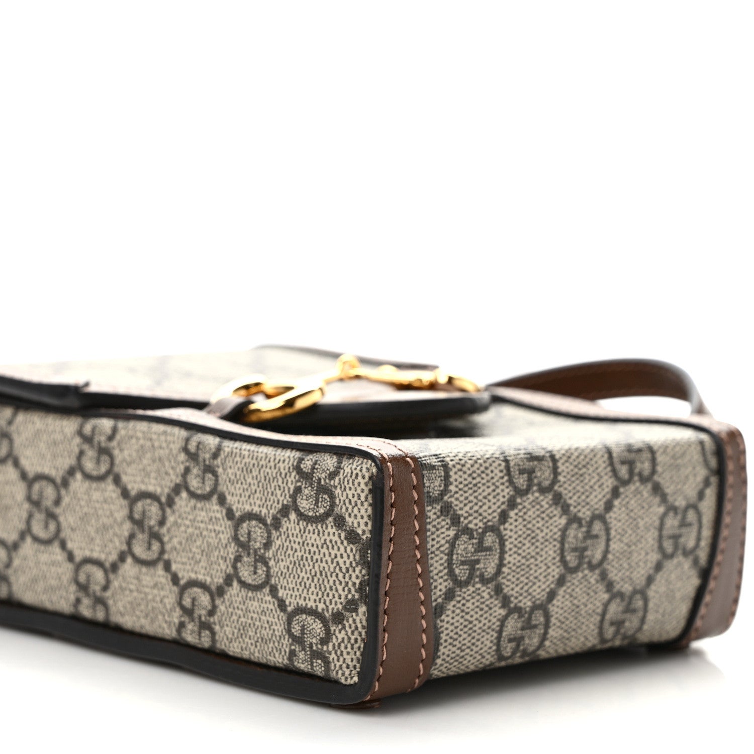 Gucci GG Supreme Monogram Mini Horsebit 1955 Crossbody Bag Beige Brown Sugar 8 of 10