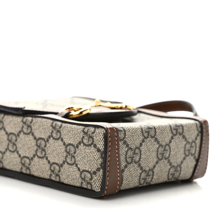 Gucci GG Supreme Monogram Mini Horsebit 1955 Crossbody Bag Beige Brown Sugar 8 of 10