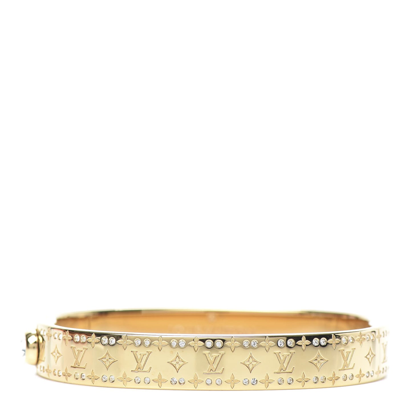 Brass Crystal Monogram Nanogram Strass Cuff S Gold