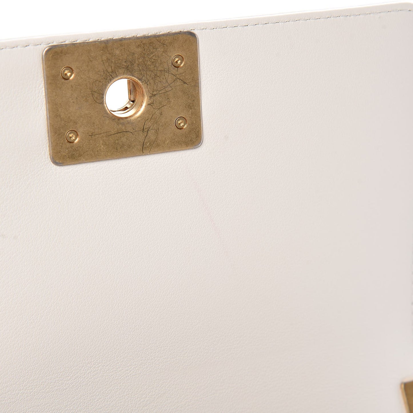 Calfskin Embroidered Small Boy Flap Ivory