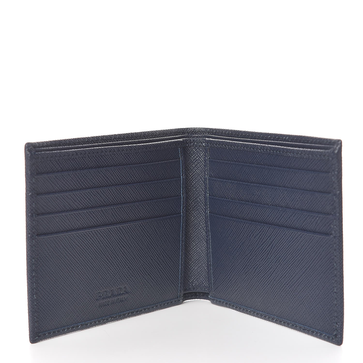 Prada Saffiano Triangle Bi-Fold Wallet Baltico 5 of 8