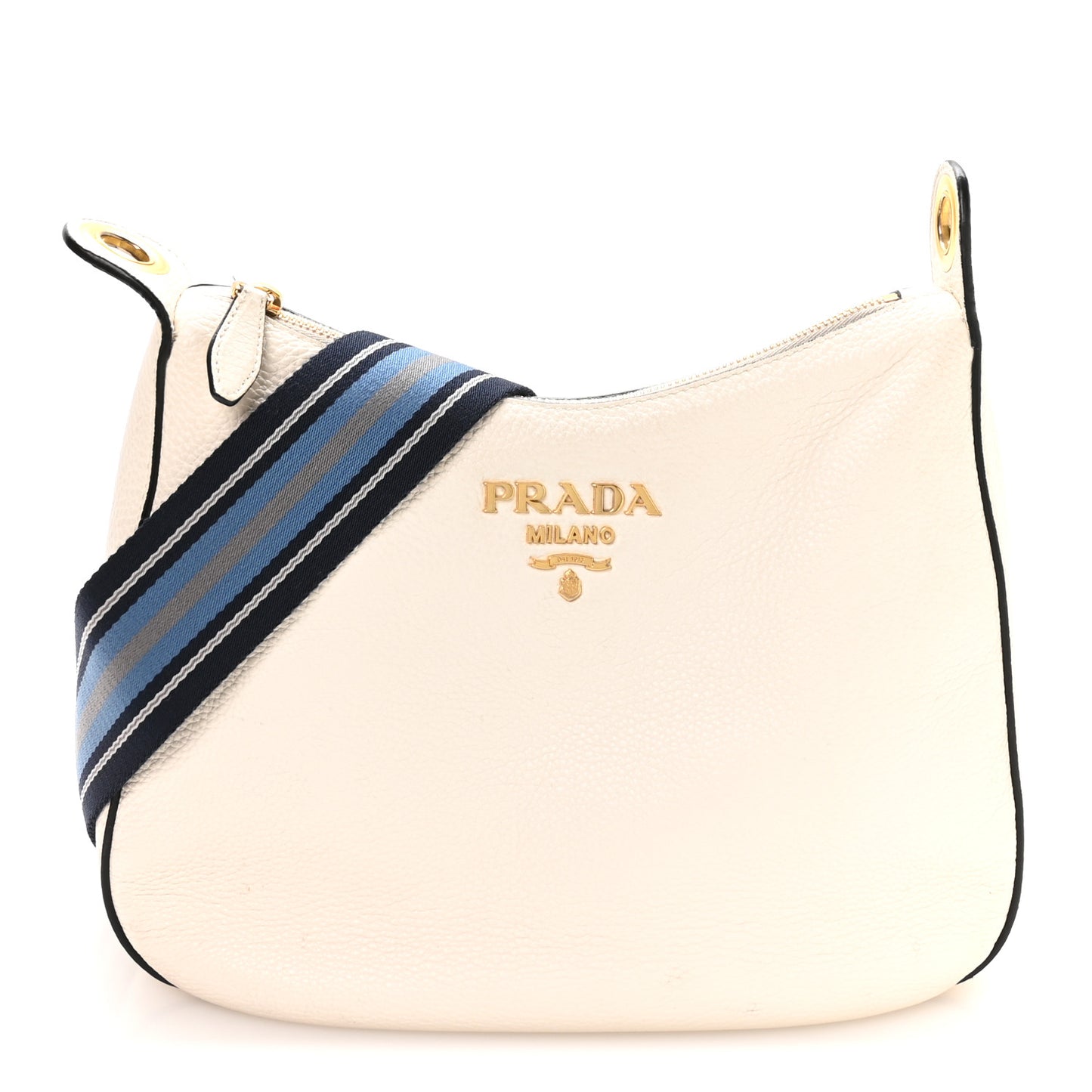 Vitello Phenix Zippered Messenger Hobo White