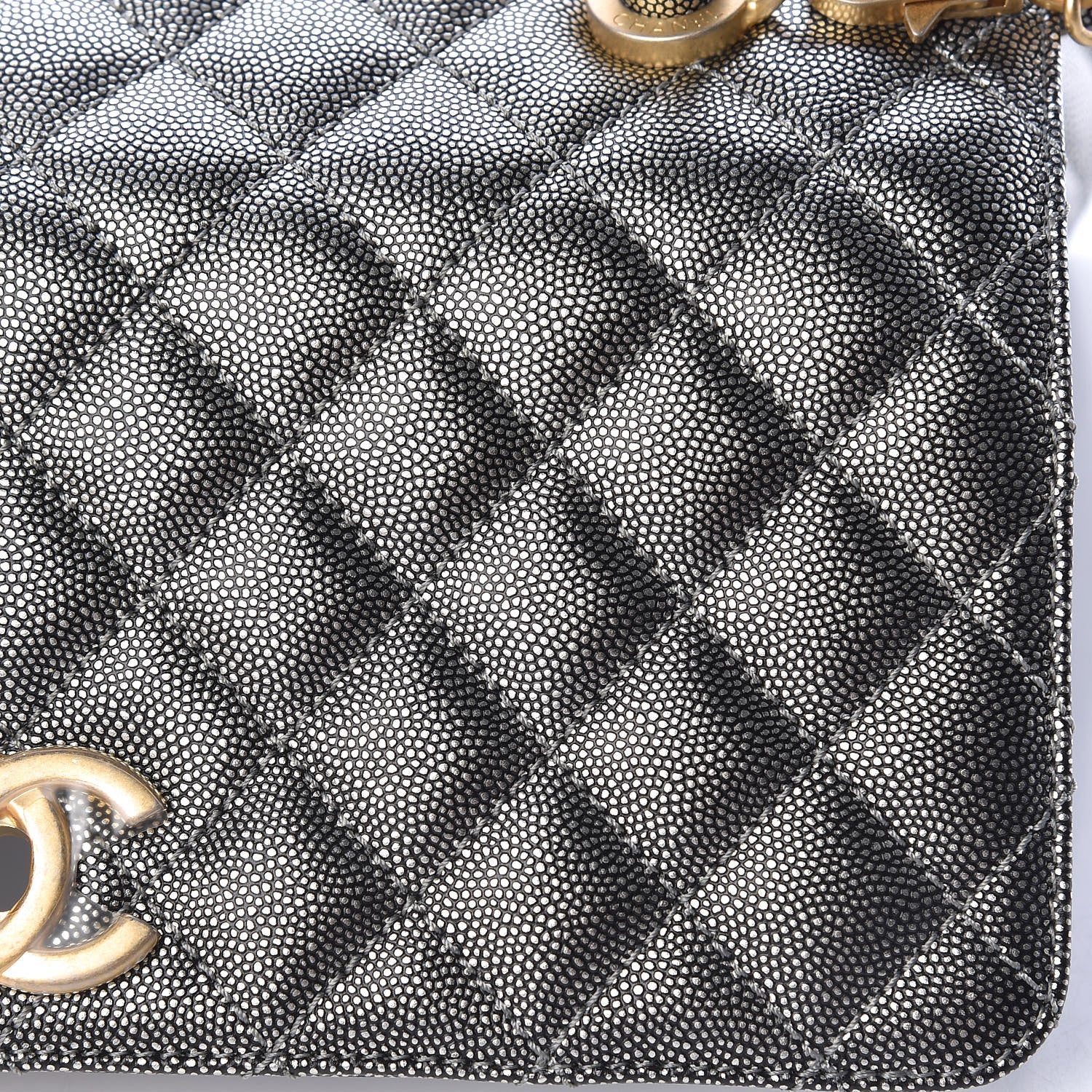 Chanel Metallic Caviar Quilted Small Coco Handle Flap Silver 13 of 14