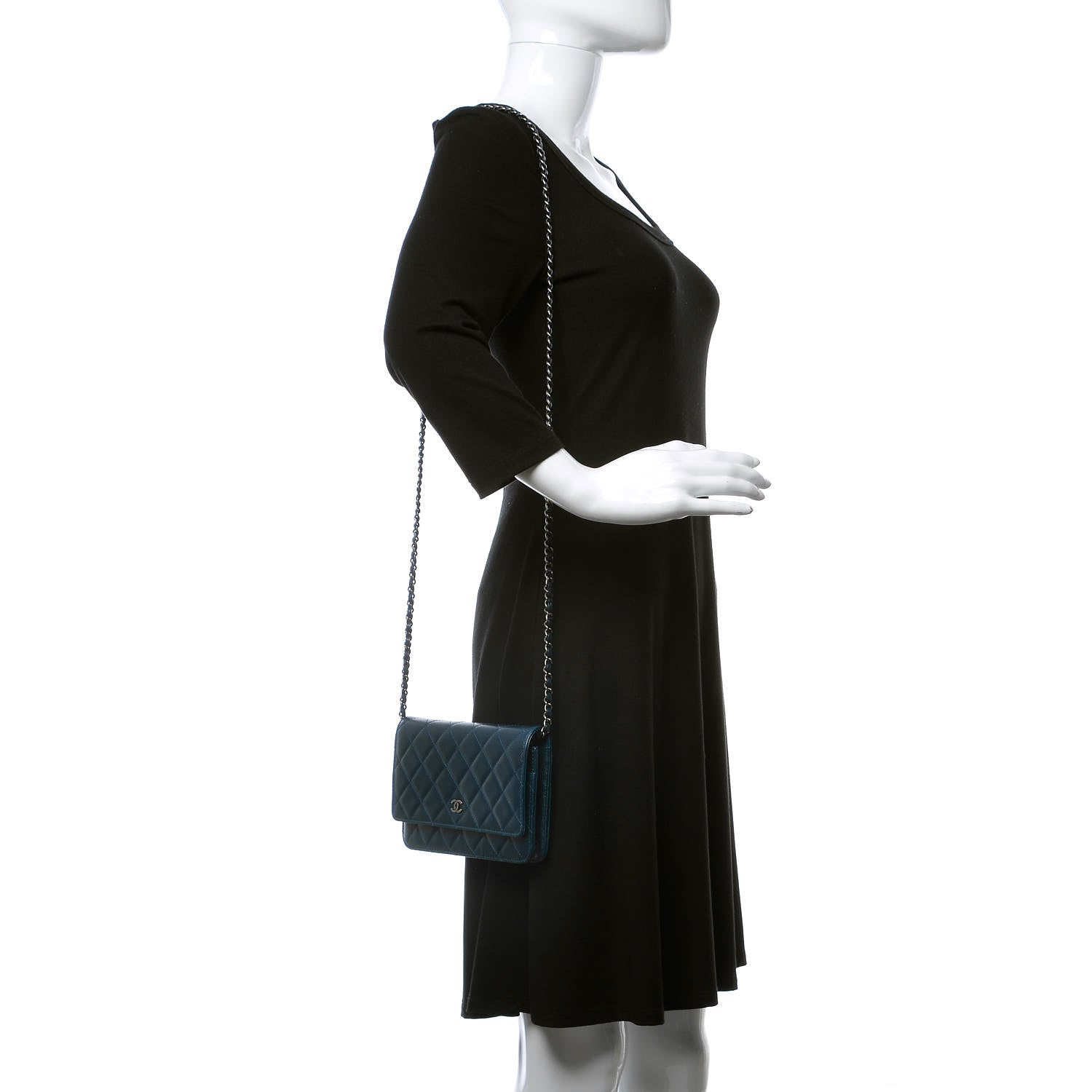 Chanel Caviar Quilted Wallet On Chain WOC Blue 2 of 11