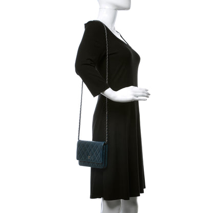 Chanel Caviar Quilted Wallet On Chain WOC Blue 2 of 11
