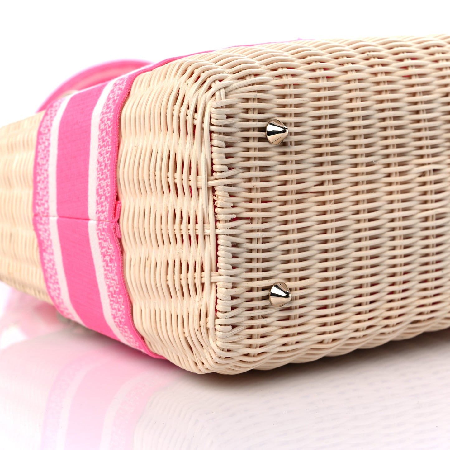Wicker Oblique Medium Lady Dior Bag Fluorescent Pink