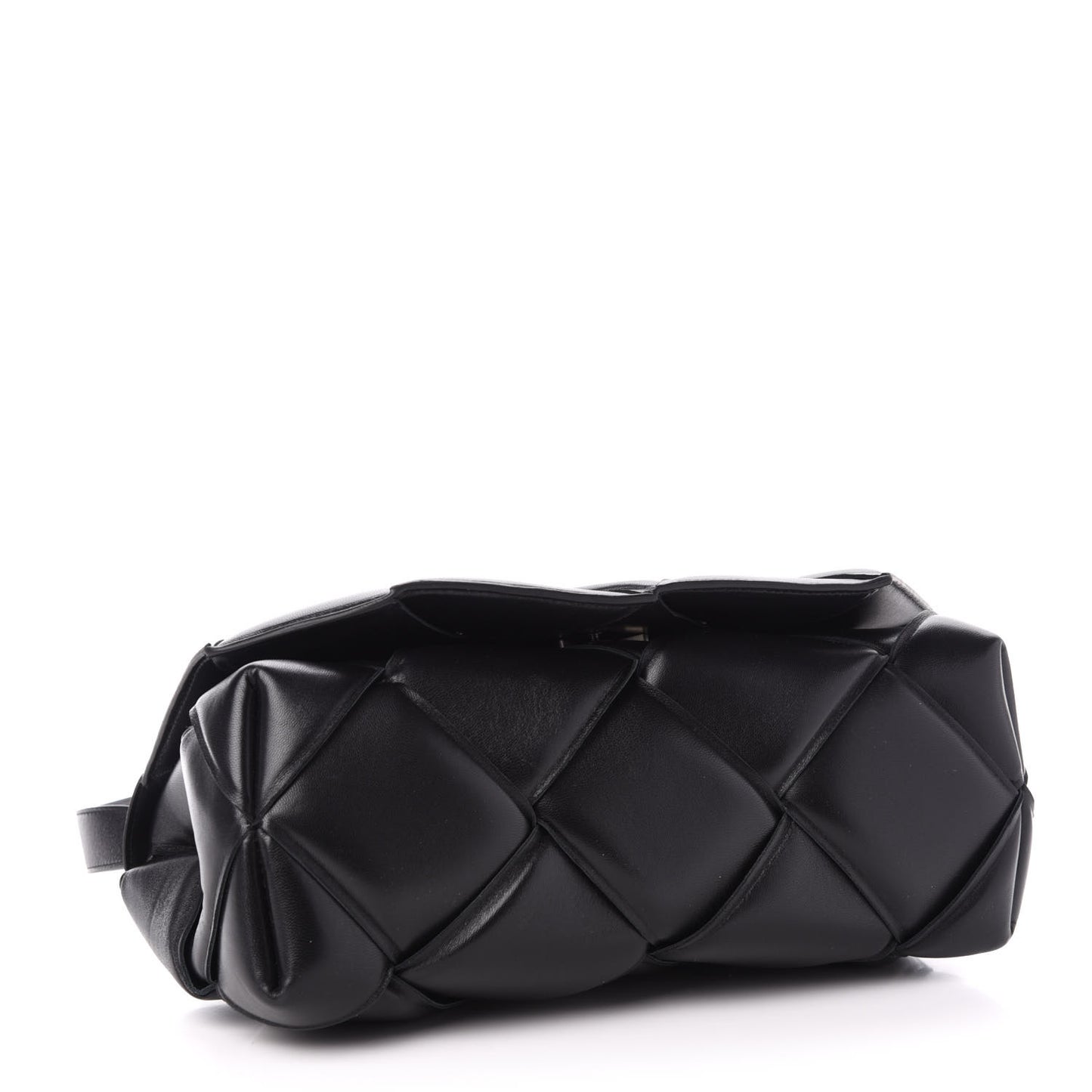 Nappa Intreccio Padded Top Handle Shoulder Bag Black