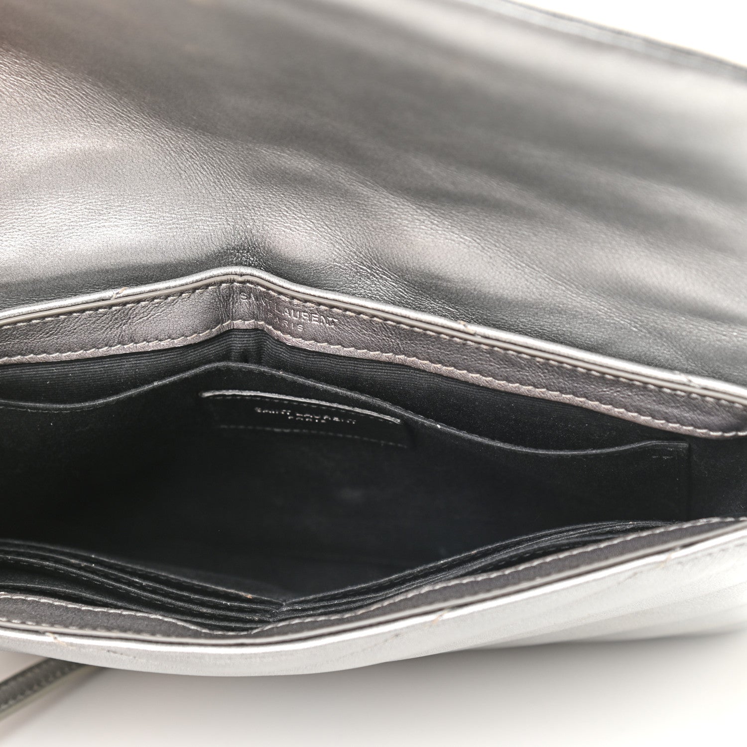 Saint Laurent Calfskin Y Quilted Monogram Loulou Flap Bag Argento 5 of 11