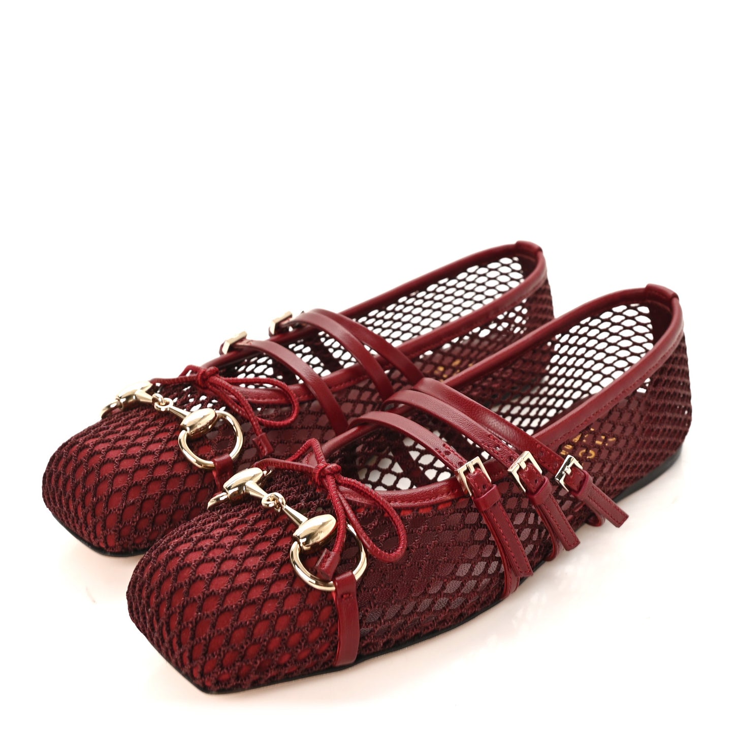 Video Net Nappa Horsebit Ballerina Flats 36 Rosso Ancora