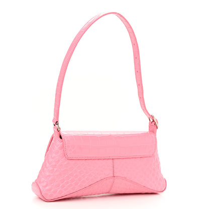 Balenciaga Shiny Super Supple Calfskin Crocodile Embossed Small XX Flap Stretch Bag Sweet Pink 3 of 13