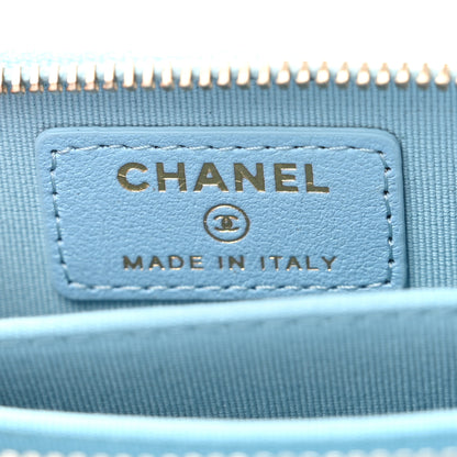 Chanel Iridescent Calfskin Quilted Zip Coin Purse Wallet Light Blue 6 of 7