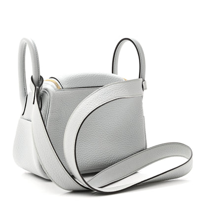 Hermes Taurillon Clemence Mini Lindy 20 Bleu Pale 3 of 11