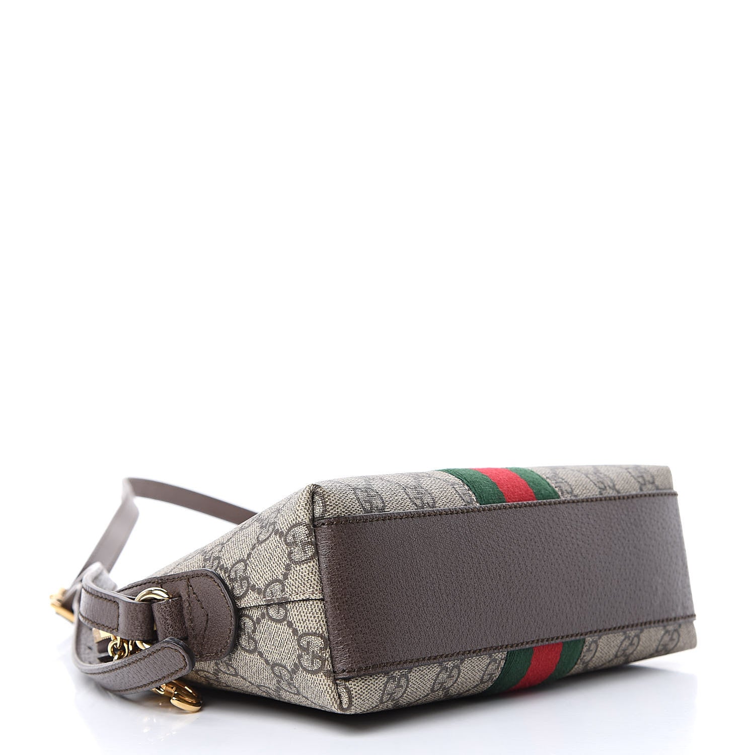 Gucci GG Supreme Monogram Textured Dollar Calfskin Web Small Ophidia Dome Shoulder Bag Beige Ebony New Acero 4 of 11