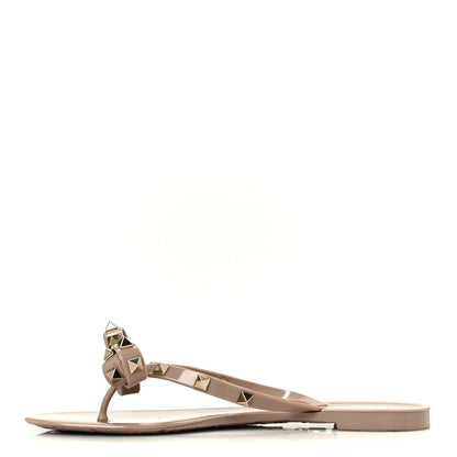 Valentino Garavani PVC Jelly Rockstud Bow Thong Sandals 38 Poudre 1 of 8