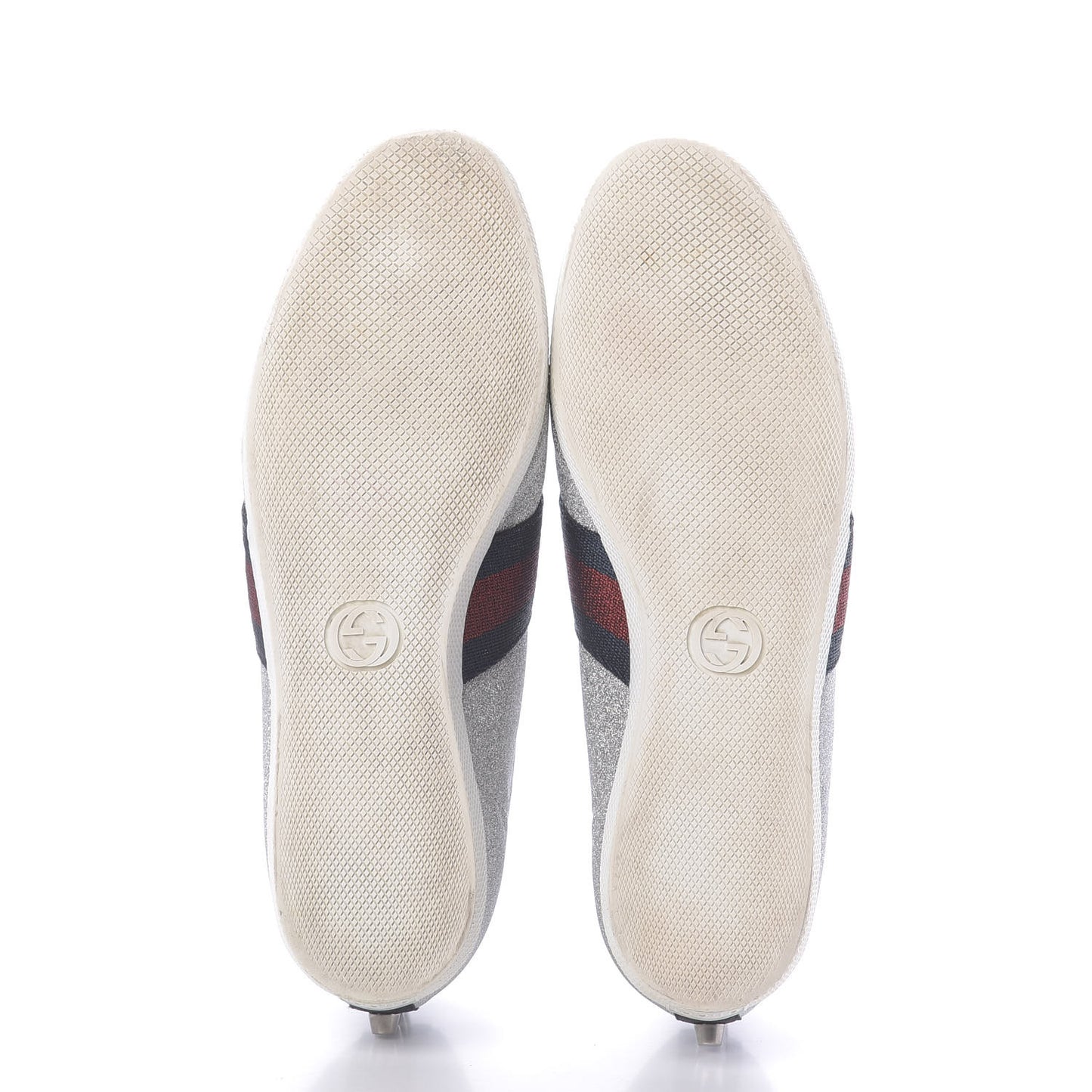 Glitter Fabric Studded Womens Web Sneakers 39 Silver