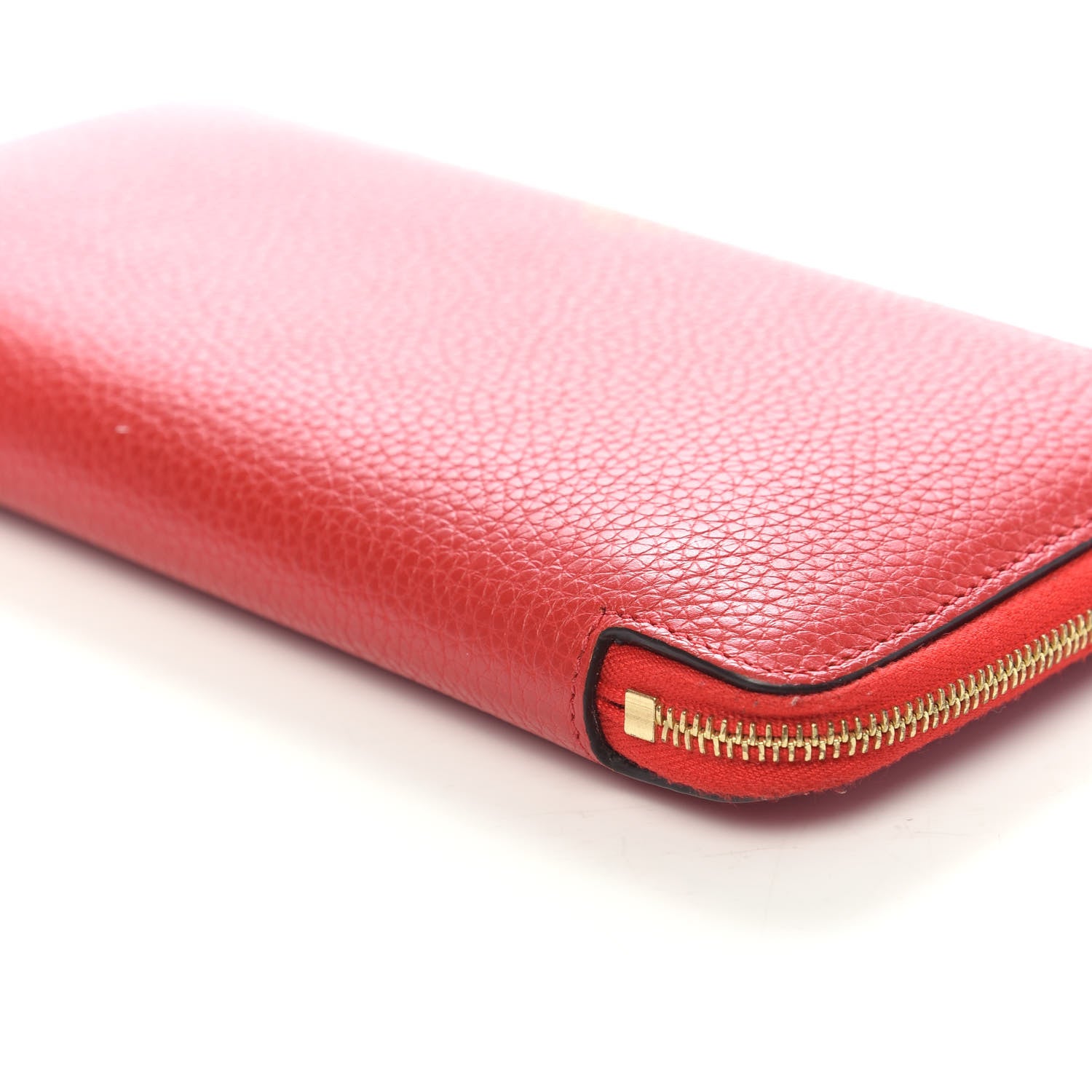 Celine Drummed Calfskin Zip Around Organizer Wallet Coquelicot 8 of 8