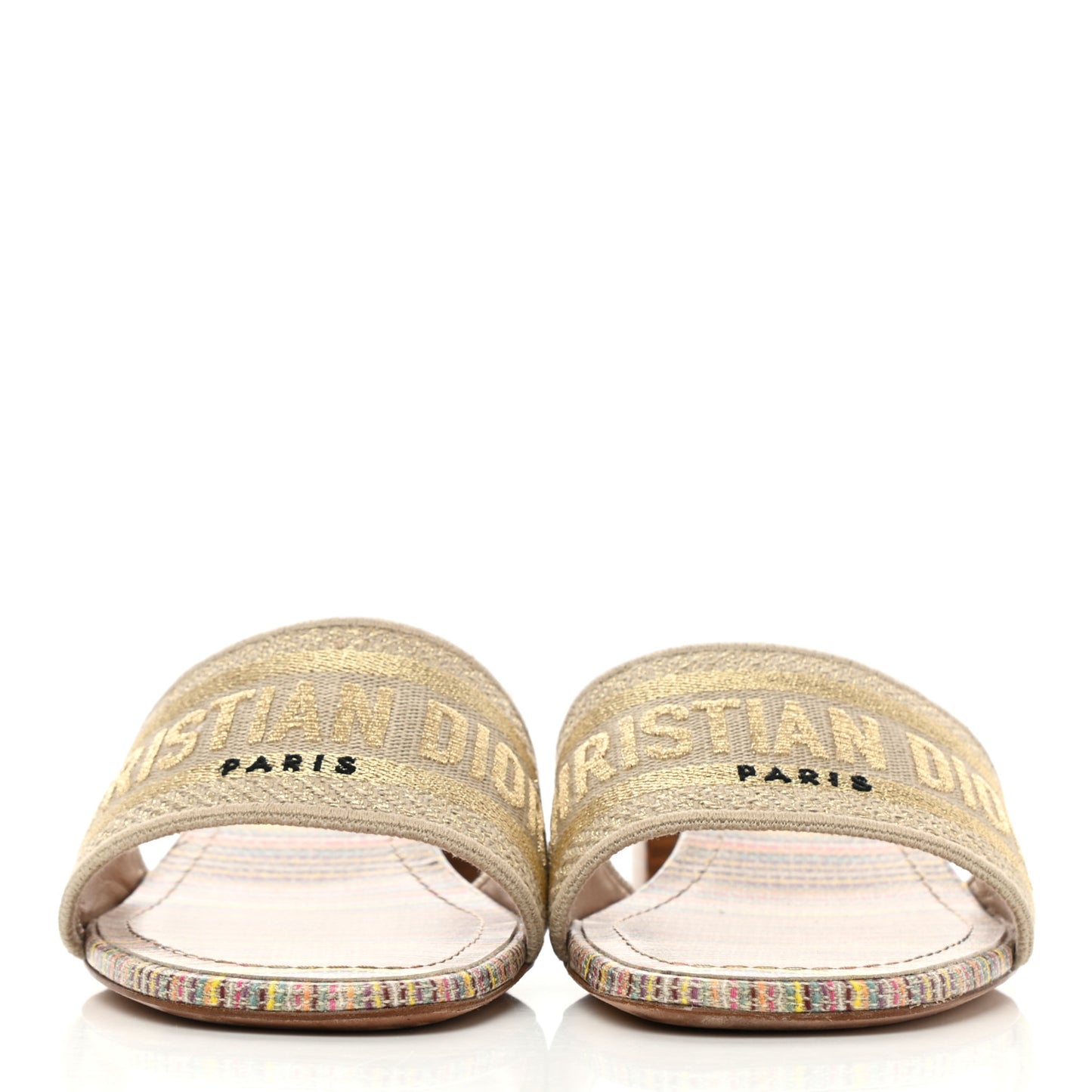 Lurex Romance Embroidered Dway 40mm Slide Sandals 39.5 Metal Multicolor