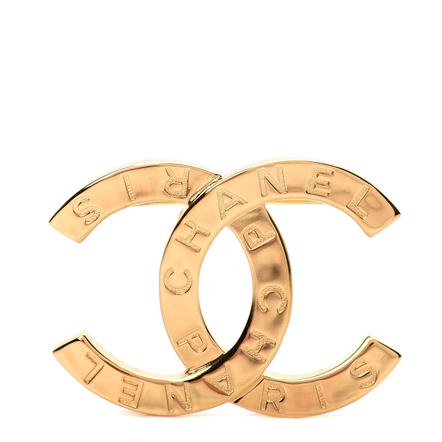 Chanel Metal Paris Button CC Large Brooch Gold 1 of 4