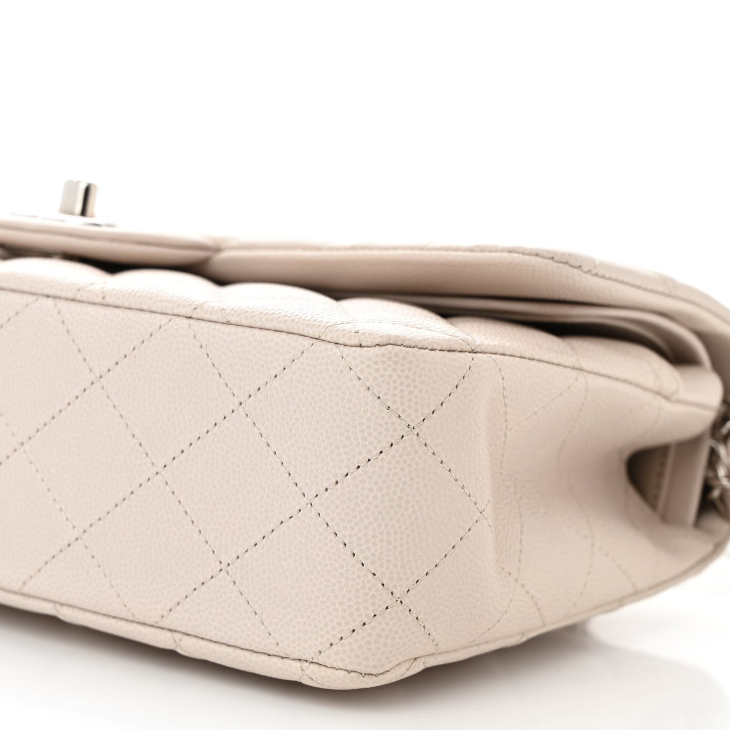 Caviar Quilted Medium Double Flap Ivory