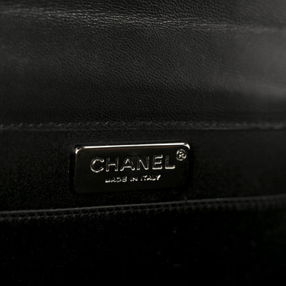 Chanel Suede Crystal Quilted Evening Clutch Black Blue 6 of 11