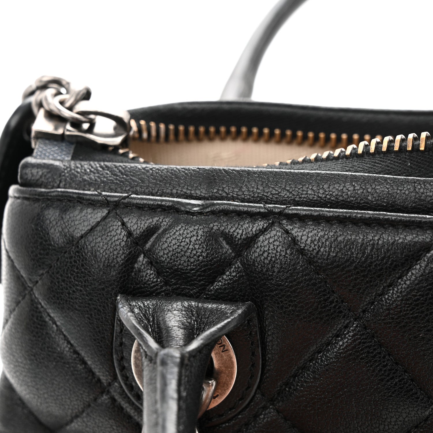 Chanel Shiny Sheepskin Quilted Small Shopping Tote Black 14 of 15