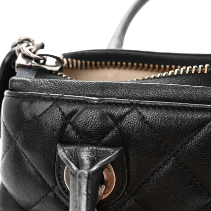 Chanel Shiny Sheepskin Quilted Small Shopping Tote Black 14 of 15