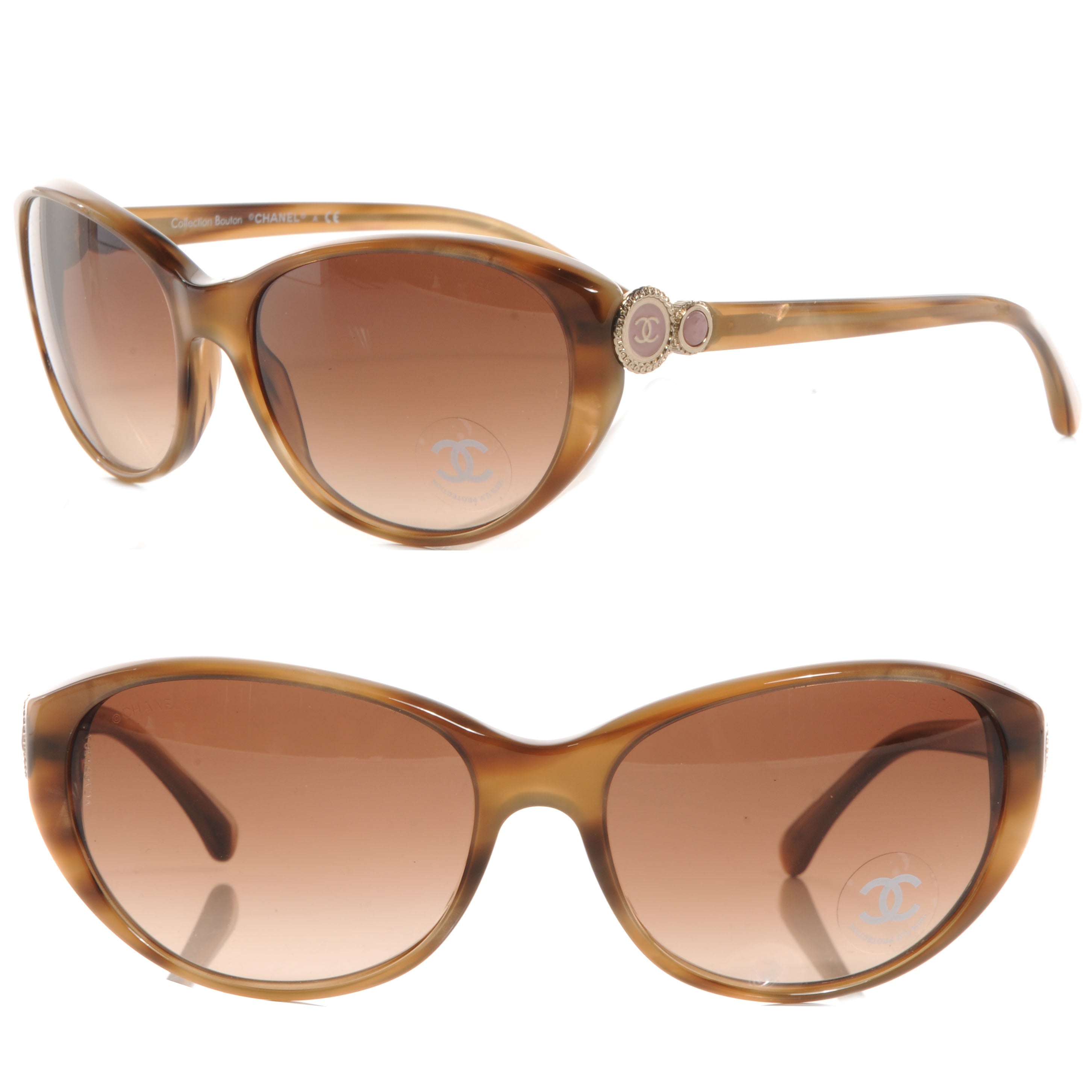 Chanel Acetate Collection Bouton Cat Eye Sunglasses 5190 Tortoise
