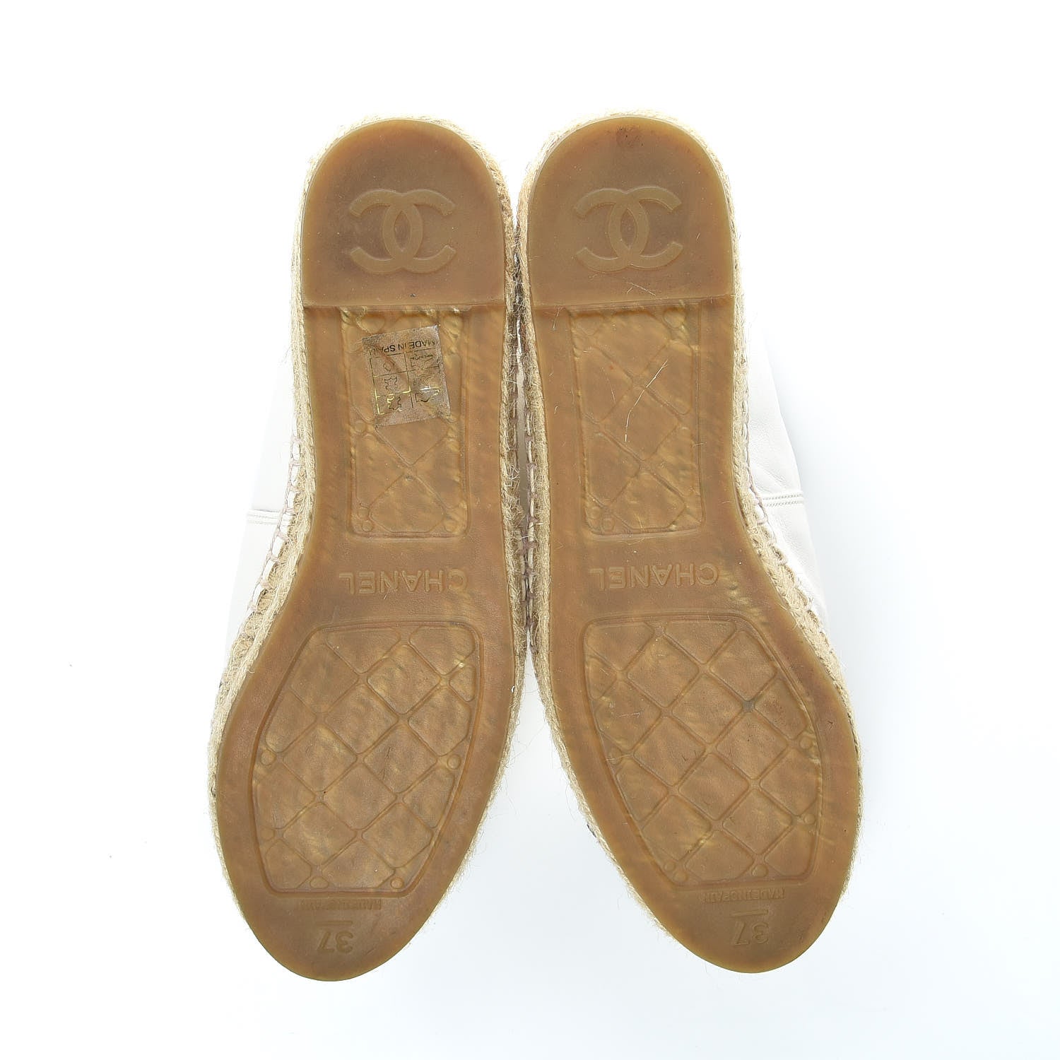 Chanel Lambskin CC Espadrilles 37 White Black 5 of 9