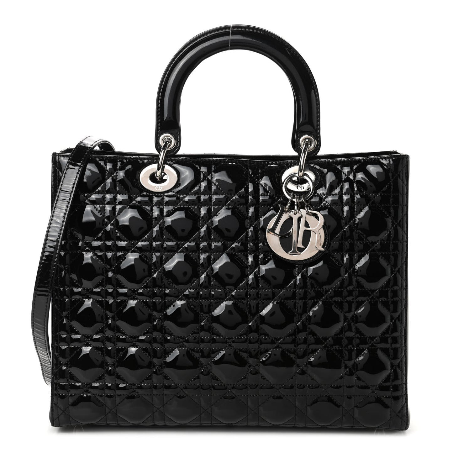 Patent Cannage Large Lady Dior Black