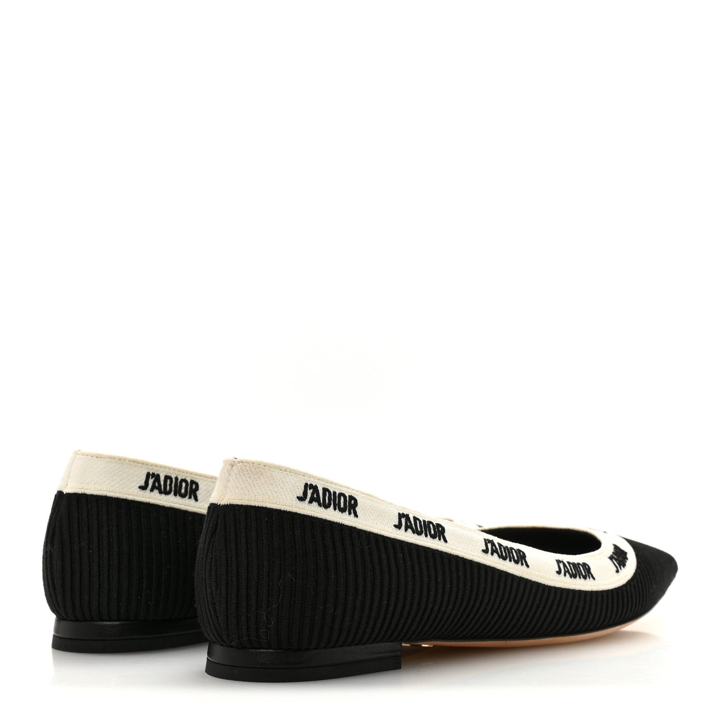 Fabric Ribbon Embroidered J'Adior Ballet Flats 37.5 Black