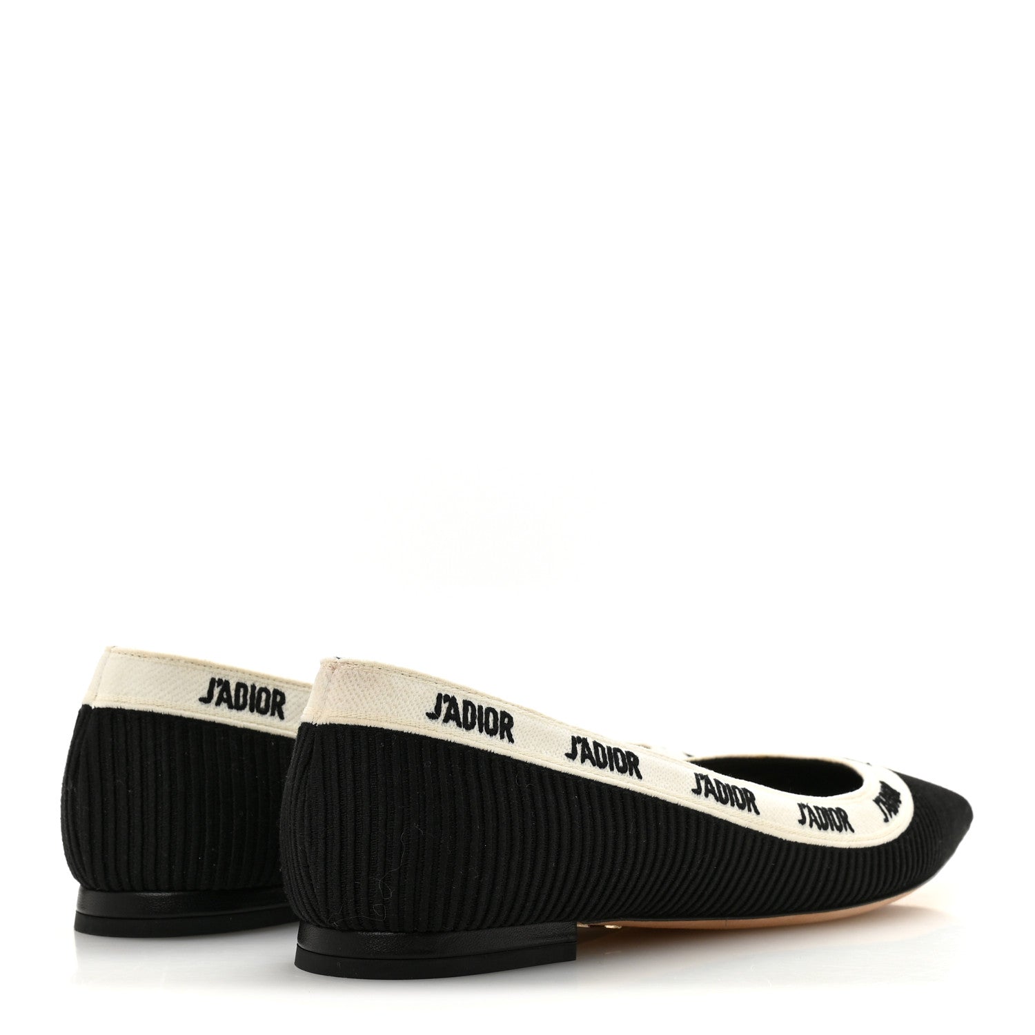 Christian Dior Fabric Ribbon Embroidered J'Adior Ballet Flats 37.5 Black 4 of 9
