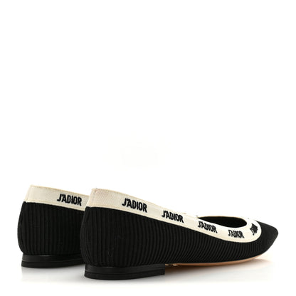 Christian Dior Fabric Ribbon Embroidered J'Adior Ballet Flats 37.5 Black 4 of 9