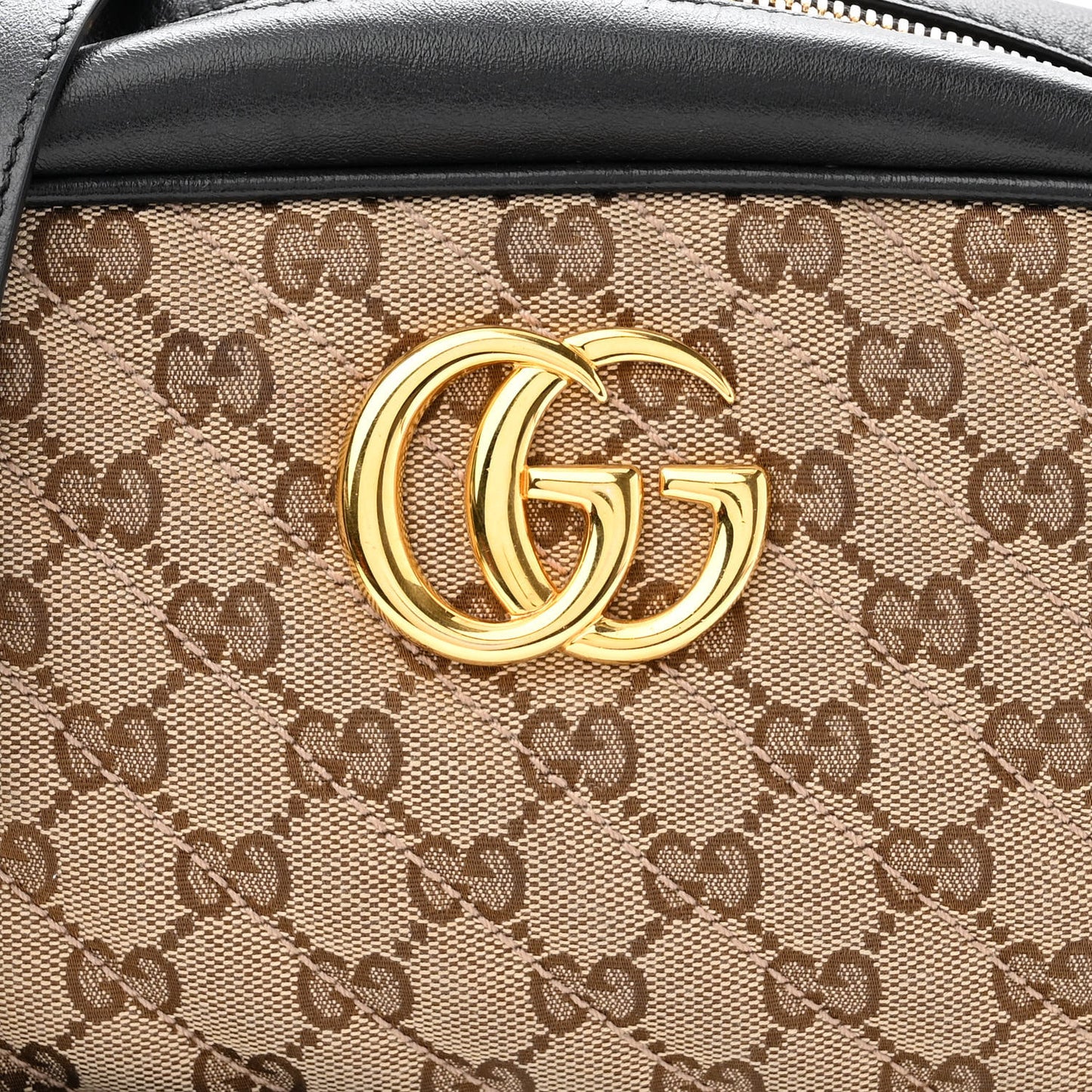 Monogram Matelasse Diagonal Small GG Marmont Chain Shoulder Bag Beige Black