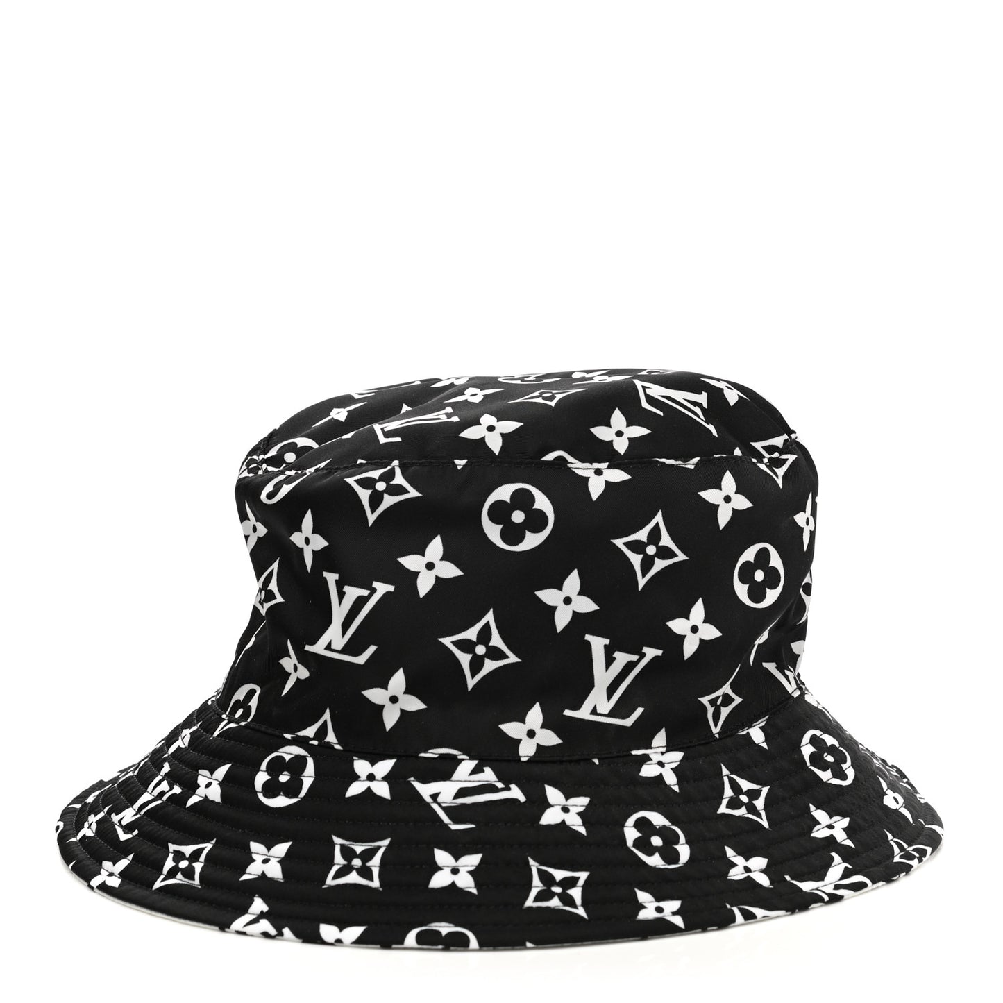 Nylon Monogram Reversible Bob Bucket Hat M Black White