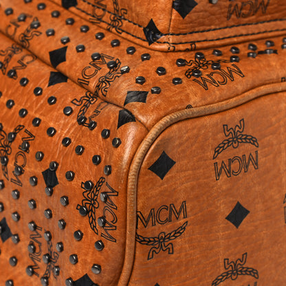 MCM Visetos Studded Medium Dual Stark Backpack Cognac Black 8 of 16