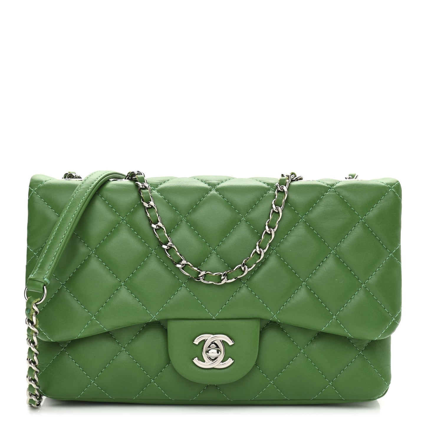 Calfskin Quilted Small Tender Touch Flap Bag Green