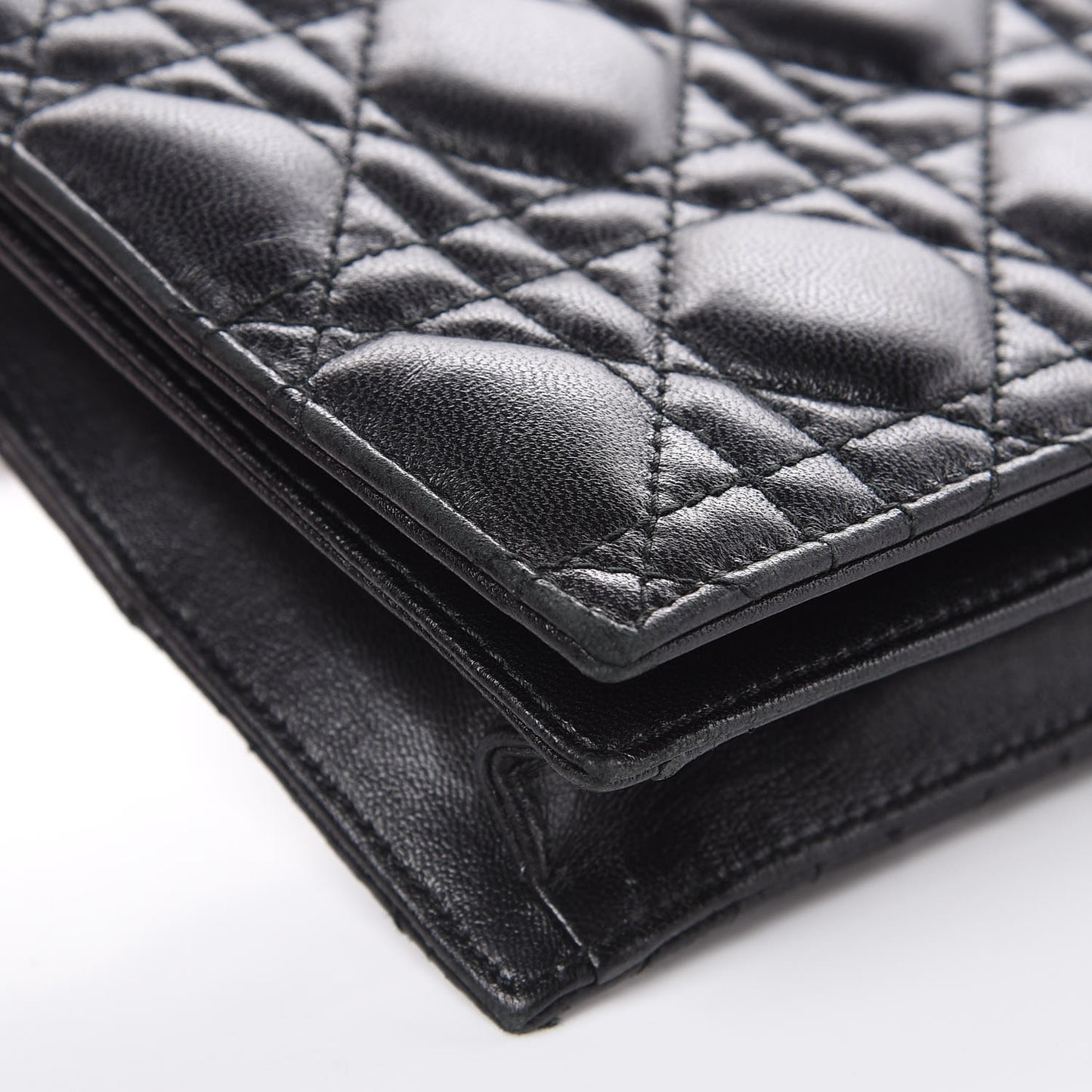 Lambskin Cannage Lady Dior Convertible Clutch Black