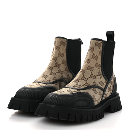 Gucci GG Supreme Monogram Ankle Booties 39 Mystic White Beige Ebony Black 4 of 11