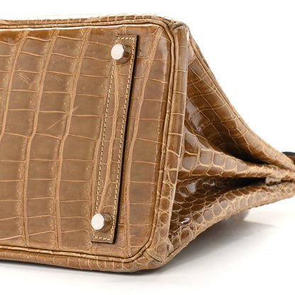Hermes Shiny Porosus Crocodile Birkin 30 Ficelle Chartreuse 7 of 42