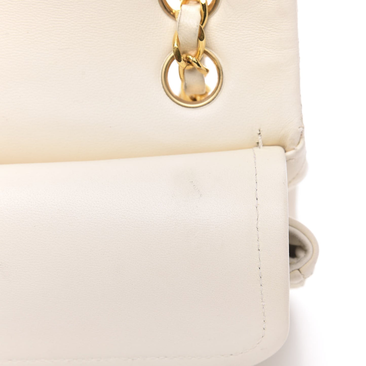 Lambskin Quilted Small Double Flap White