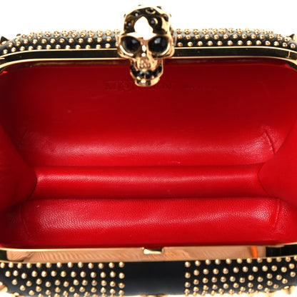 Alexander McQueen Calfskin Studded Britannia Skull Box Clutch Black 4 of 4