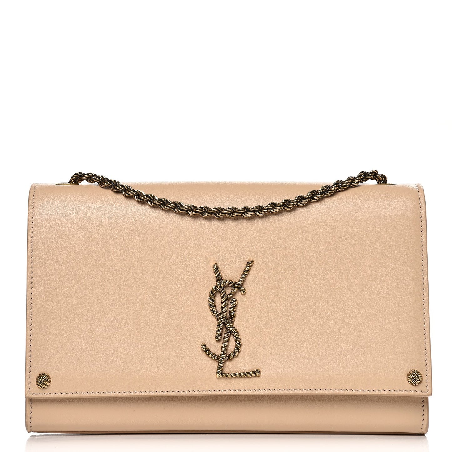 Smooth Calfskin Medium Braided Monogram Kate Satchel Nude Powder