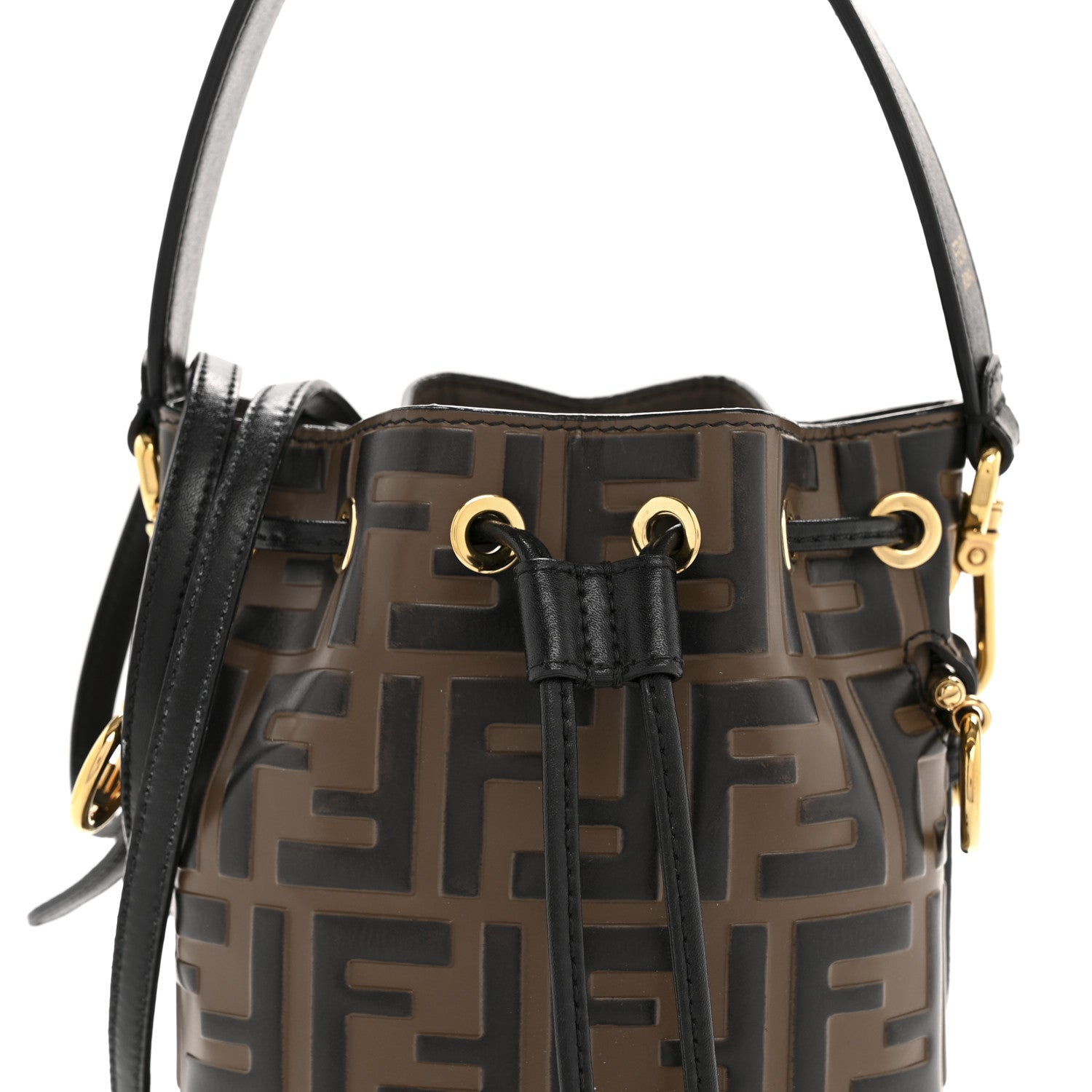 Fendi Vitello Liberty F is Fendi Bi-Color FF 1974 Embossed Mini Mon Tresor Bucket Bag Maya Black 8 of 11