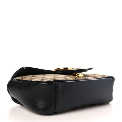 Gucci Monogram Matelasse Diagonal Mini GG Marmont Shoulder Bag Beige Black 4 of 9