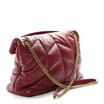 Saint Laurent Lambskin Quilted Medium Loulou Puffer Monogram Chain Satchel Opyum Red 3 of 10