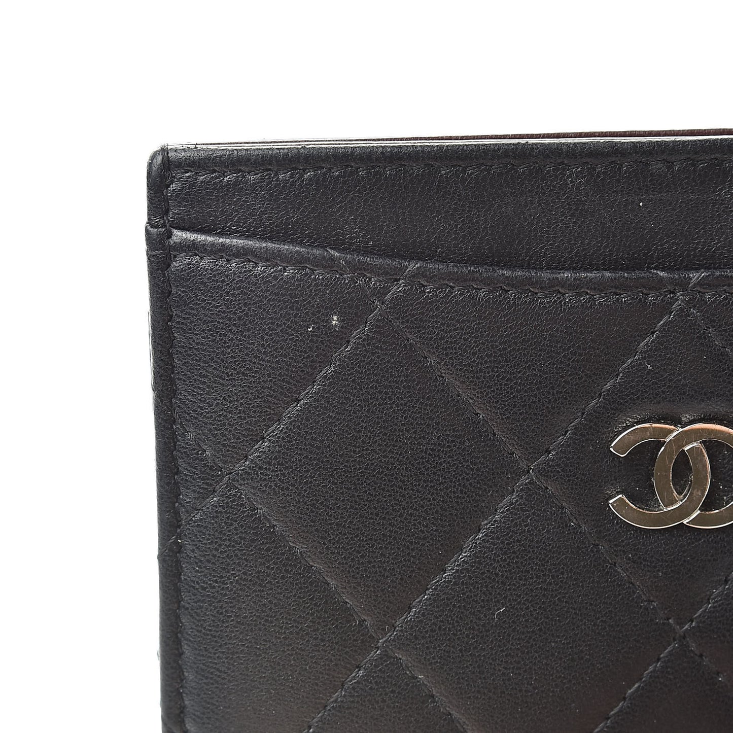 Lambskin Quilted Card Holder Black