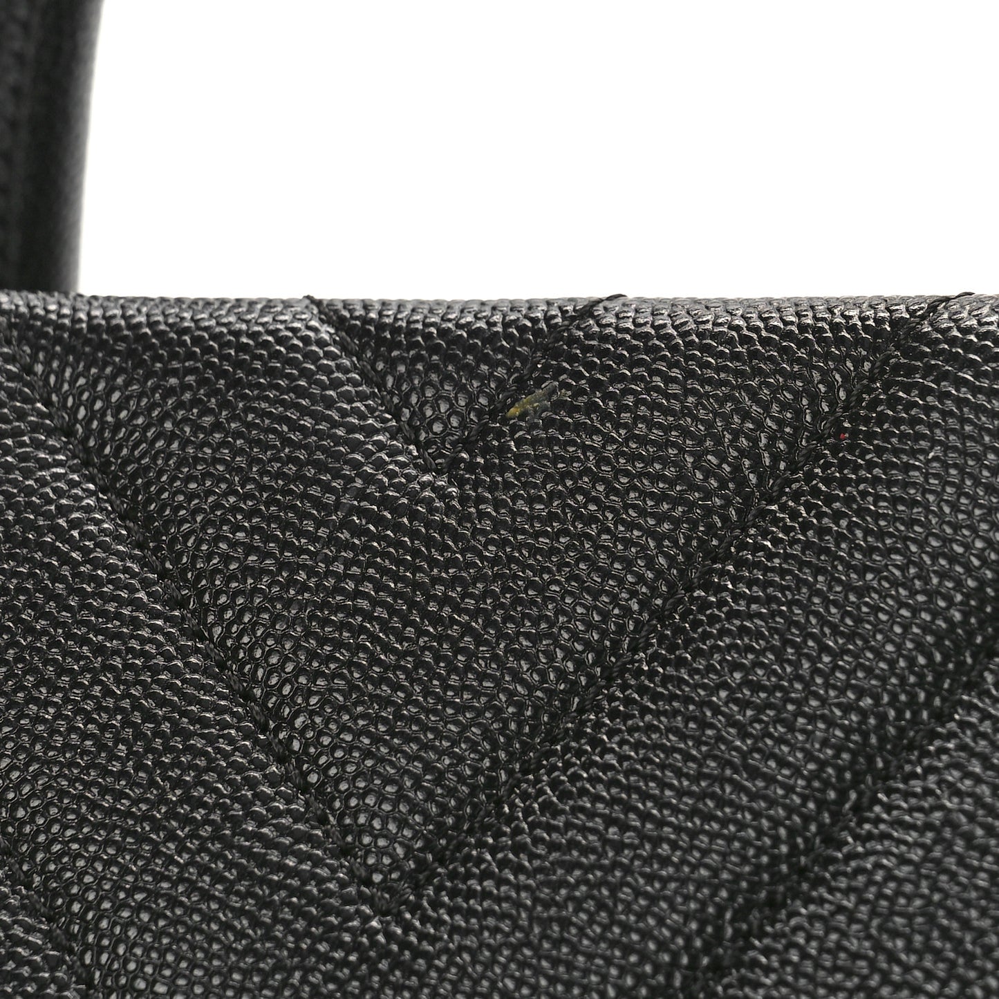 Caviar Chevron Quilted Coco Handle Shopping Tote Black