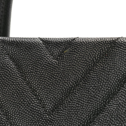 Chanel Caviar Chevron Quilted Coco Handle Shopping Tote Black 10 of 11